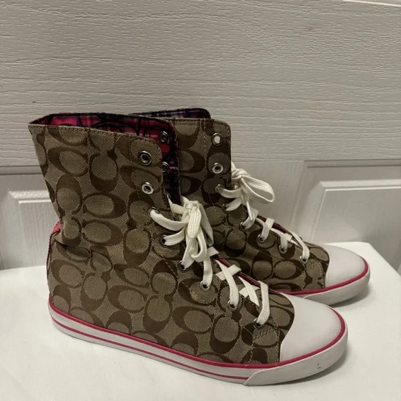 Coach Women Ankle Sneakers Signature Pattern Shoes Size 10 - Picture 13 of 16
